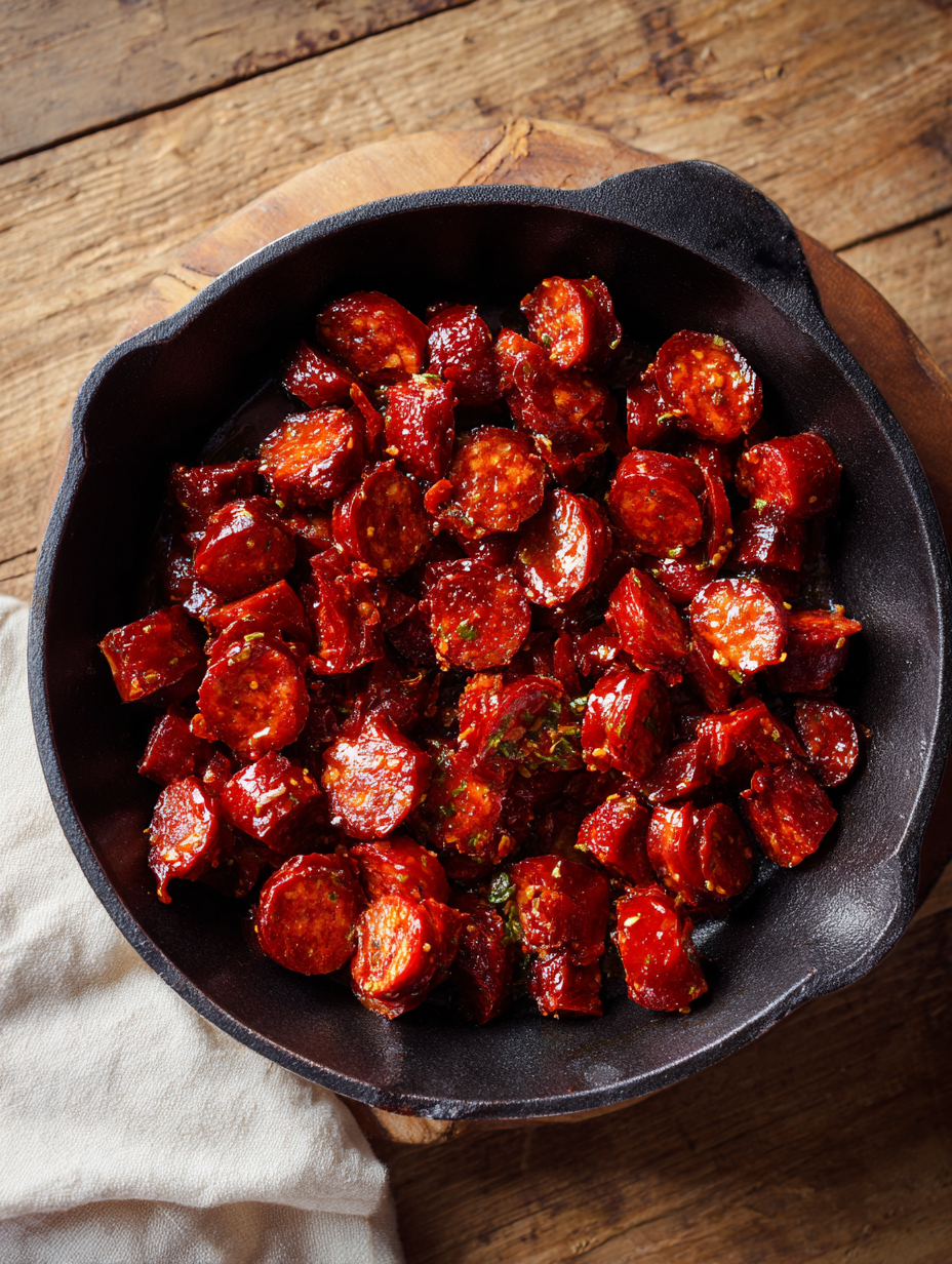 Chorizo og ingredienser til Shakshuka